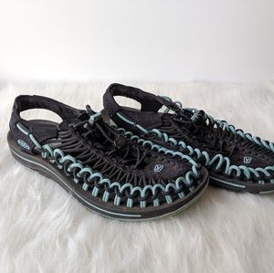 Keen Women's Uneek Black Blue Cord Sandals